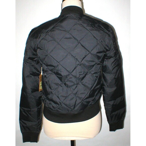 New NWT $298 Womens Puffer Bomber Jacket Designer True Religion Jeans Black XS - Picture 2 of 10